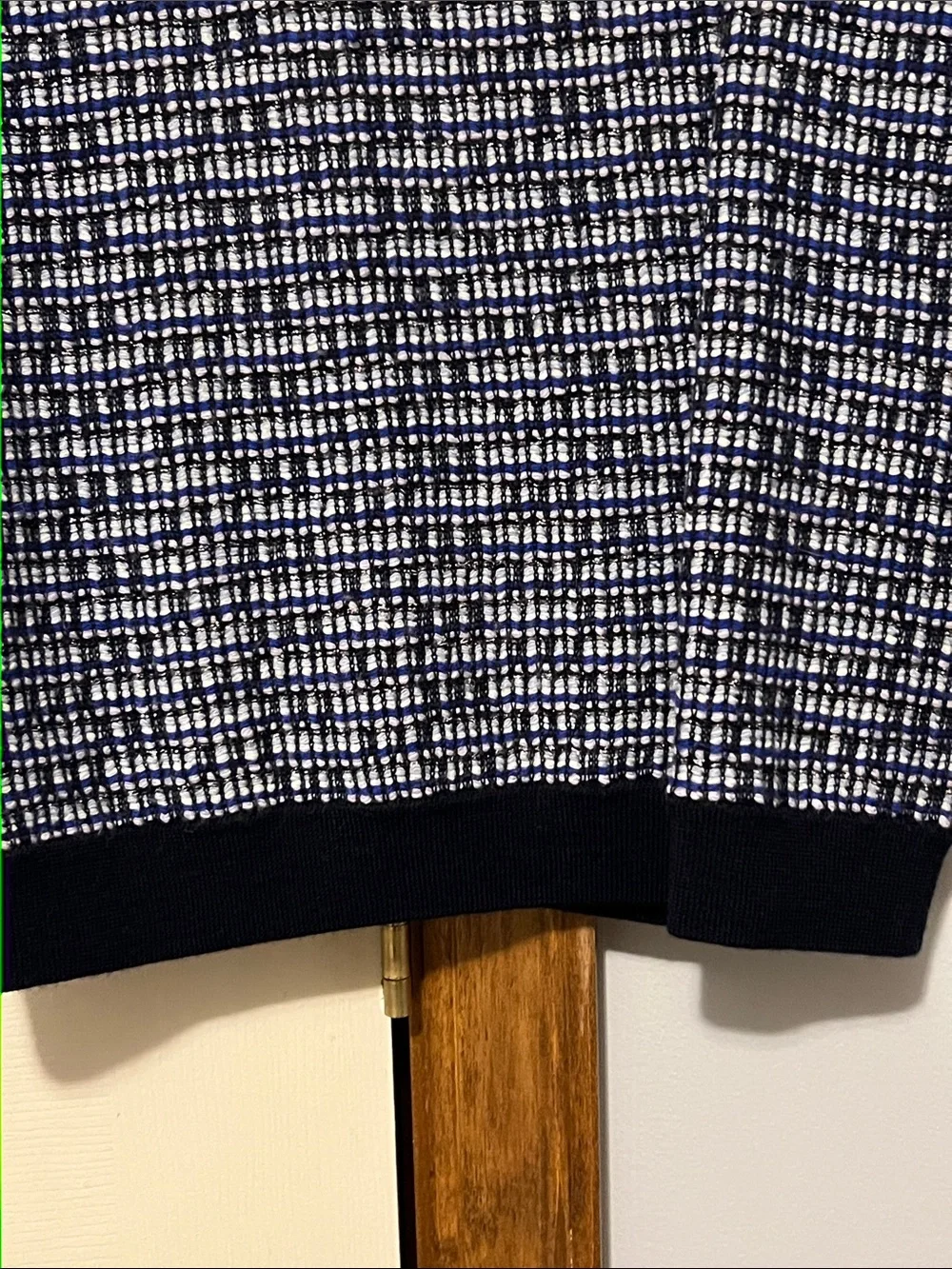 J. Crew Navy and White and Black Patterned Crewneck Sweater